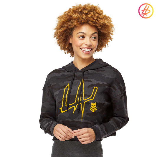 LA LEGENDS TEAM + Hatty Ratty™ Wave Wash Women's Crop Hoodie  - Black Camo