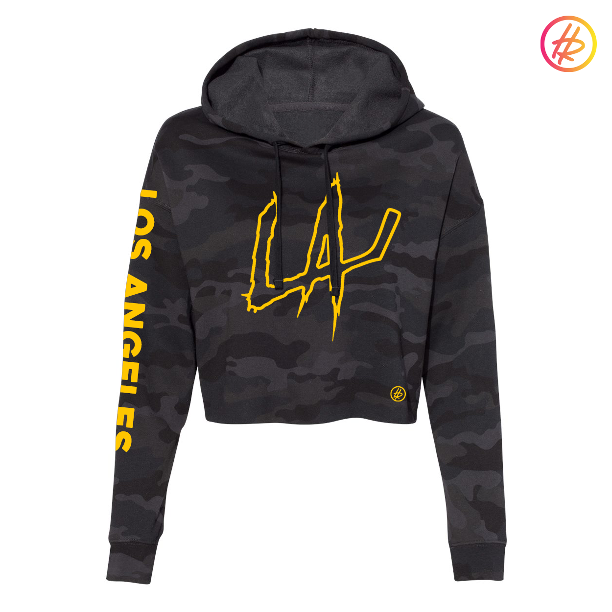 LA LEGENDS TEAM + Hatty Ratty™ Wave Wash Women's Crop Hoodie - Black Camo