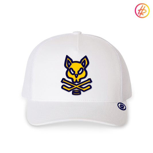 White Rink Rat Mid Profile Trucker Hat  - Customizable