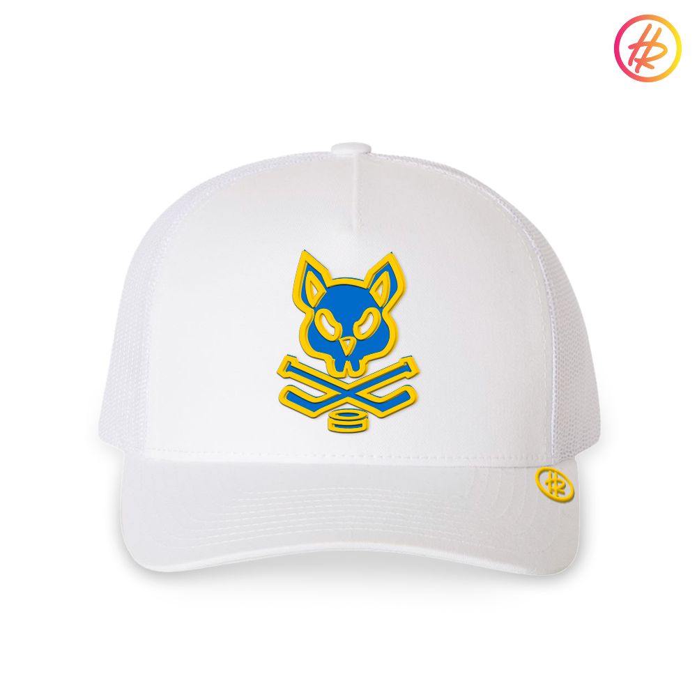 White Rink Rat Mid Profile Trucker Hat - Customizable