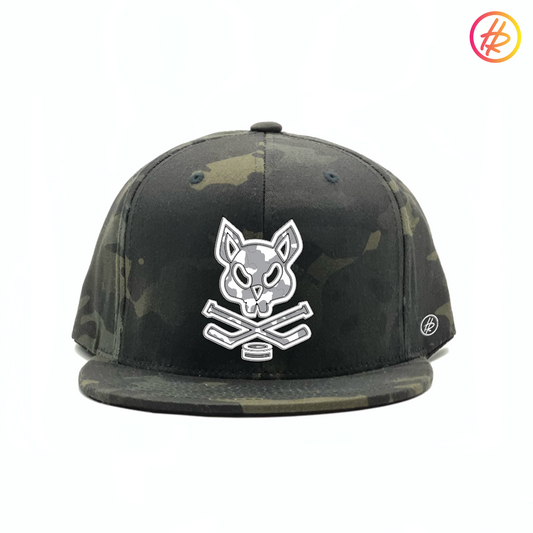 Hatty Rattyโข Hockey Team Rink Rat - Flat Bill - Black Camo