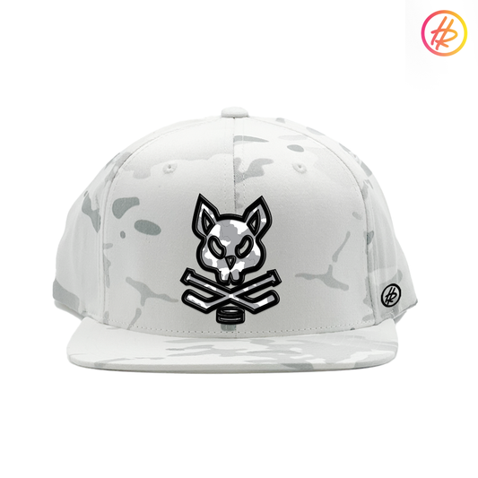 Hatty Rattyโข Hockey Team Rink Rat - Flat Bill - Snow Camo