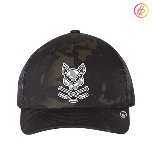 Hatty Rattyโข Hockey Team Rink Rat - Cotton Trucker Hat - Black Camo