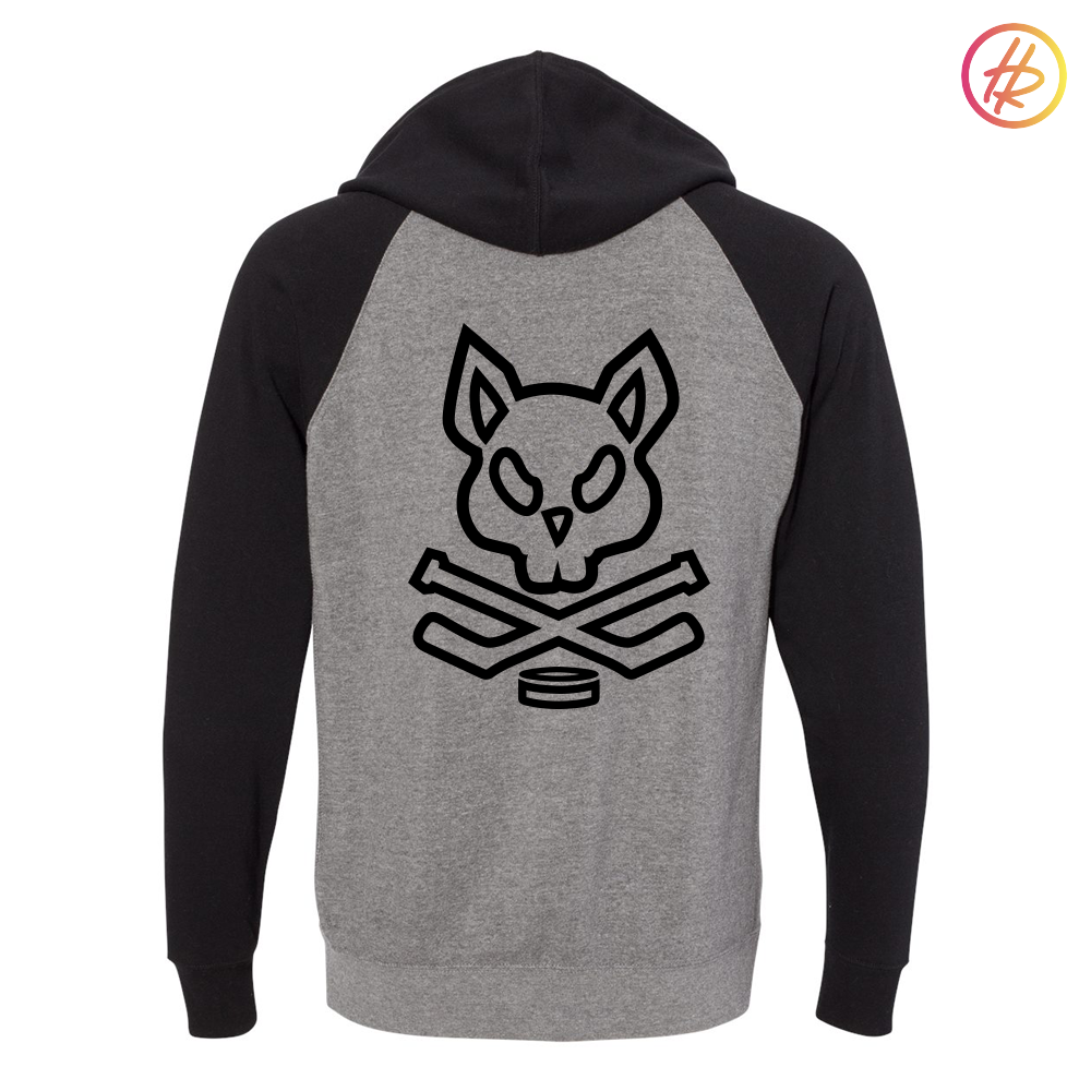 Jr. Kings + Hatty Ratty - Raglan Hoodie - Adult - Black and Heather Grey