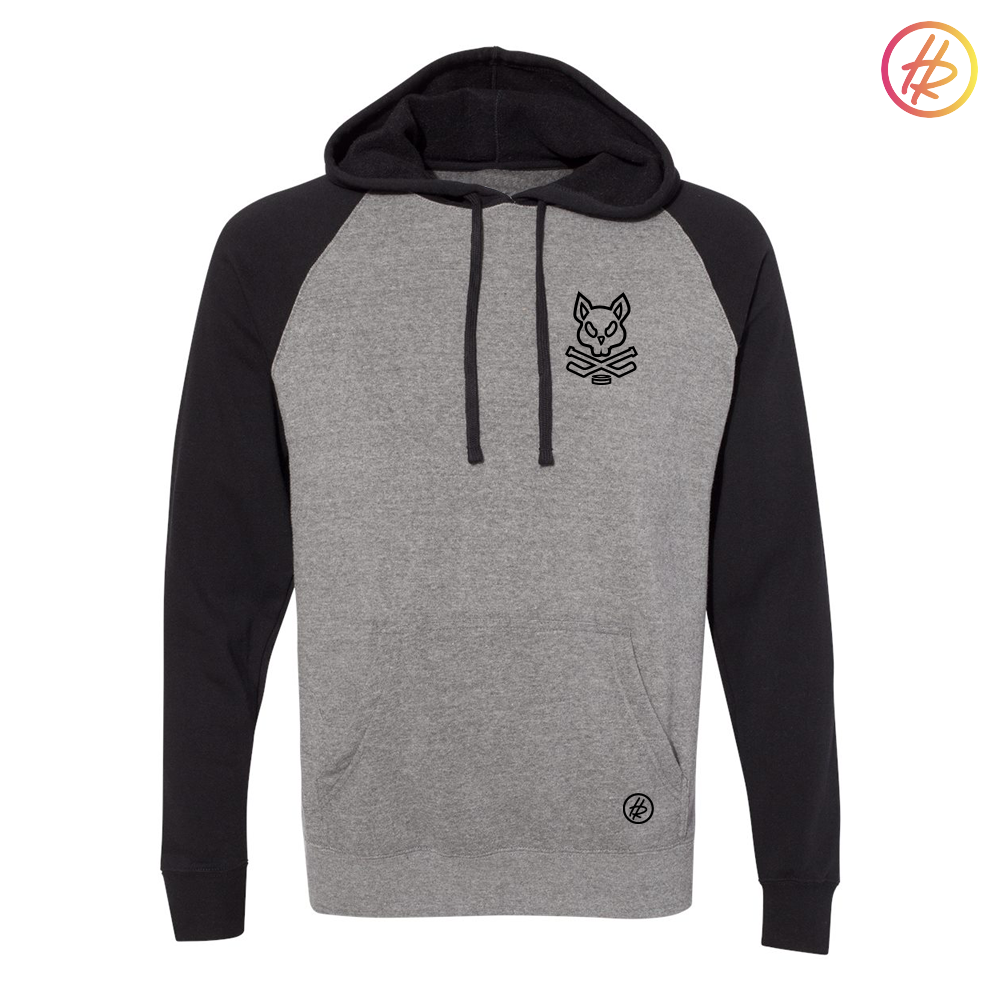 Jr. Kings + Hatty Ratty - Raglan Hoodie - Adult - Black and Heather Grey