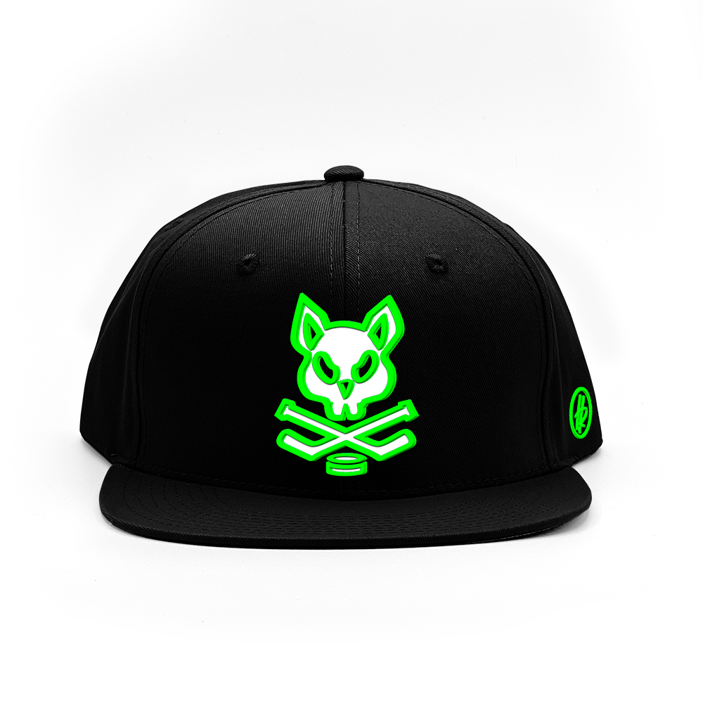 Hatty Ratty™ - Flat Bill - Black & Neon Green - Customizable ADULT