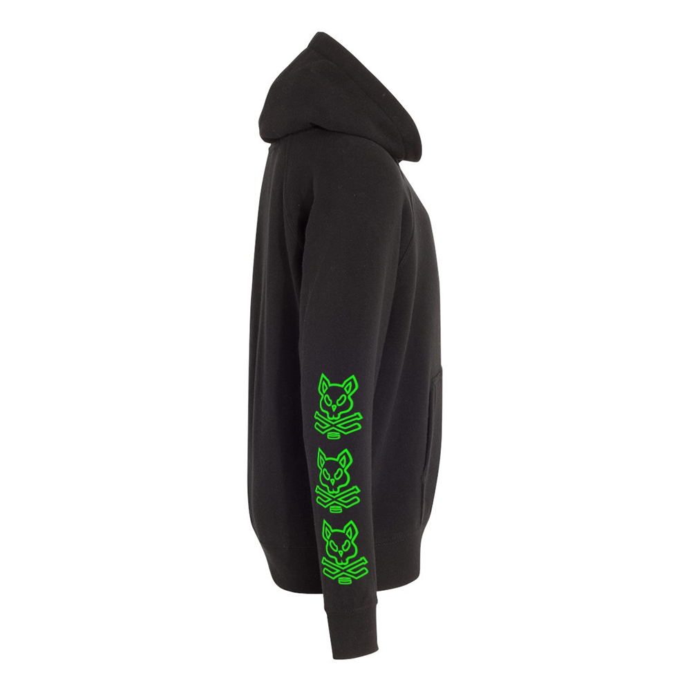 Youth Hat Trick Raglan Hoodie - Black w/Neon Green