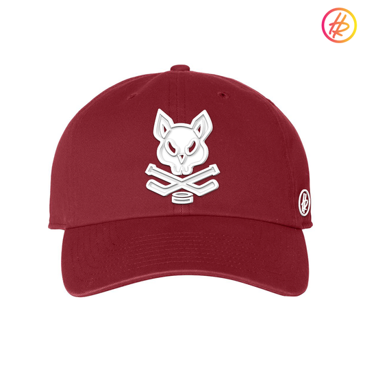 Cardinal and White Hatty Ratty Rink Rat Dad Hat