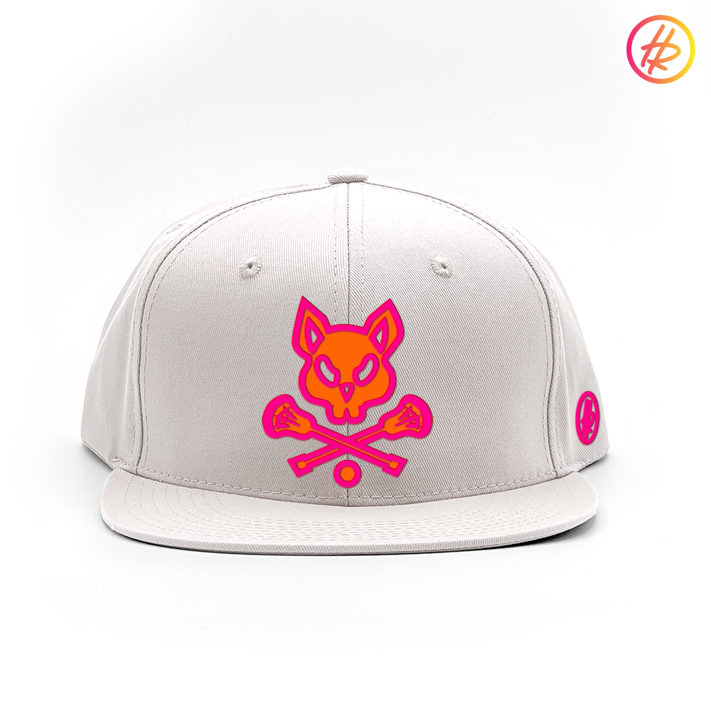 White LAX Rat Flat Bill Snapback - Customizable