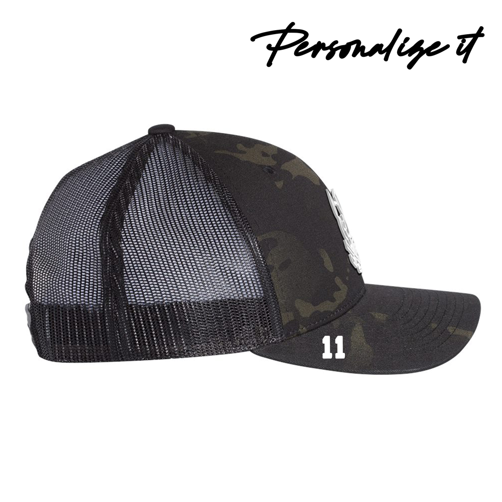 Hatty Ratty™ Hockey Team Rink Rat - Cotton Trucker Hat - Black Camo