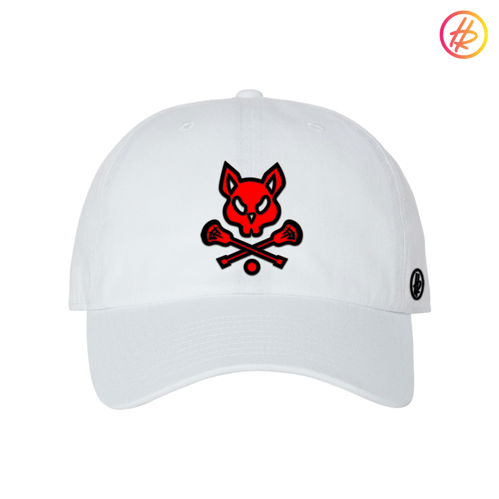 White LAX Field Rat Dad Hat - Customizable