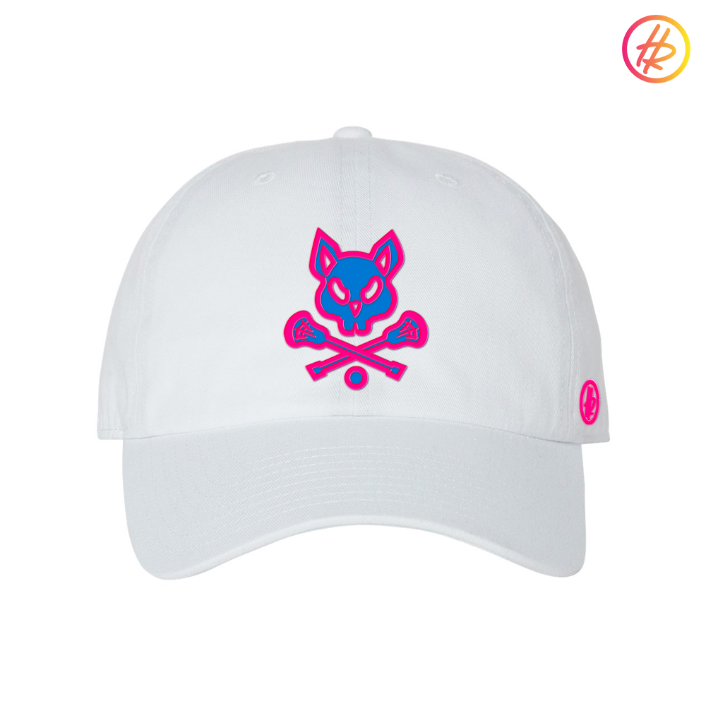 White LAX Field Rat Dad Hat - Customizable