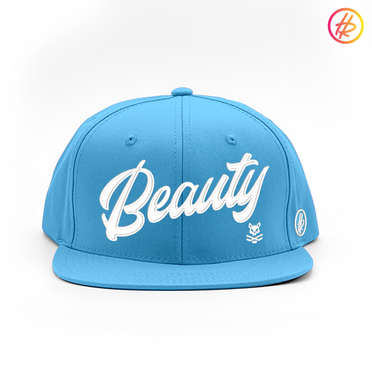 Hatty Ratty Sky Blue Flatbill Snapback Beauty White - Adult