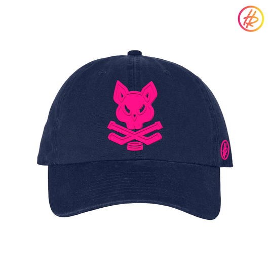 Navy and Neon Pink Rink Rat Hatty Ratty Dad Hat