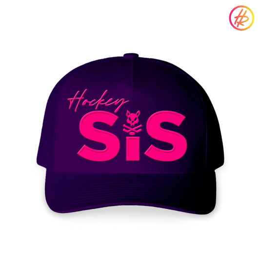 Hatty Ratty Navy Mid Pro Cotton Trucker Hockey Sis Flo Pink - Youth