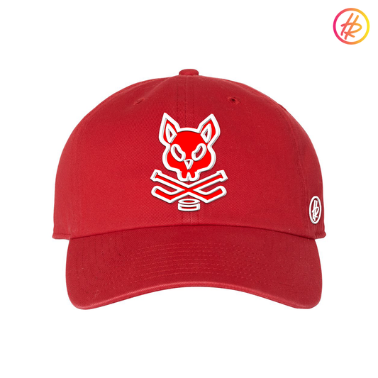 Red and white Rink Rat Hatty Ratty Dad Hat