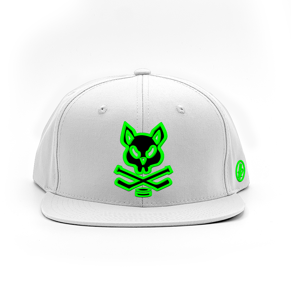 Hatty Ratty™ - Flat Bill - White & Neon Green - Customizable YOUTH