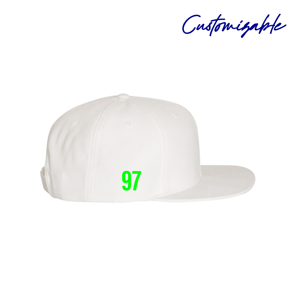 Hatty Ratty™ - Flat Bill - White & Neon Green - Customizable YOUTH