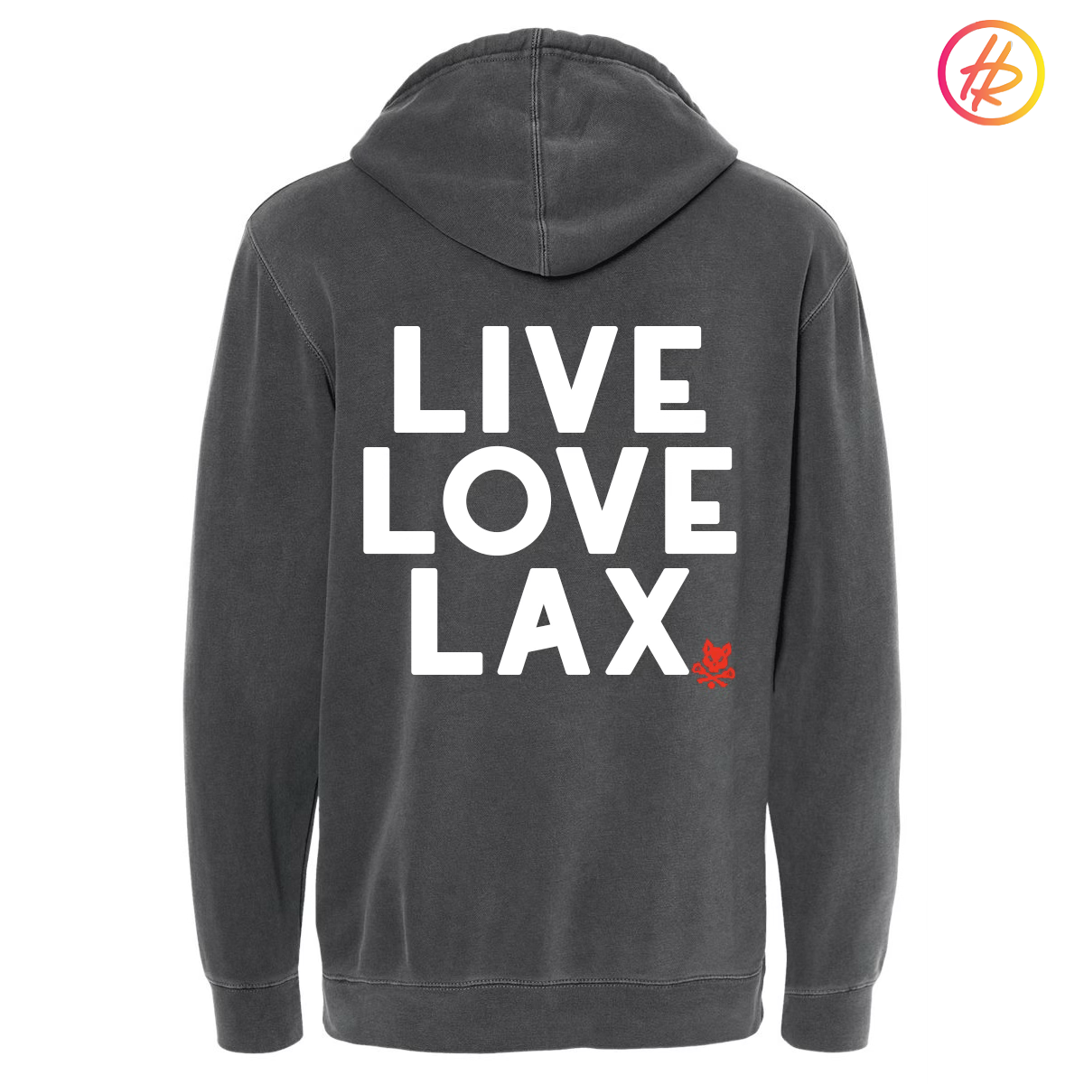 Hatty Ratty™ + MOUNT SI "LIVE LOVE LAX" Pigment Dyed Hoodie - Black