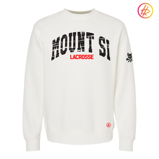 Hatty Ratty™ + MOUNT SI ARCHED Pigment Dyed Crewneck - White