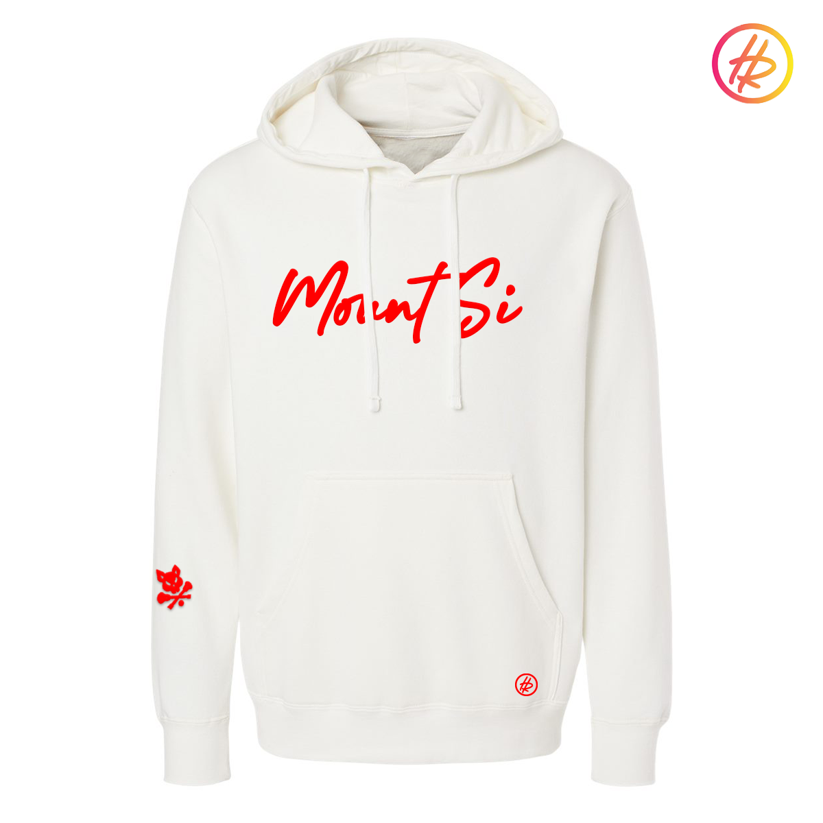 Hatty Ratty™ + MOUNT SI Script Pigment Dyed Hoodie - White