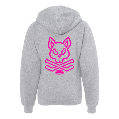Youth Rink Rat Hoodie - Heather Grey and Pink